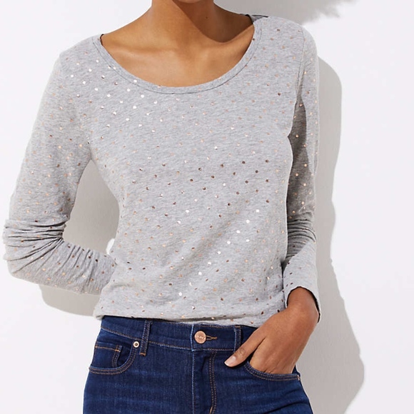 LOFT Tops - LAST ONE! LOFT Shimmer Dot Long Sleeve Tee